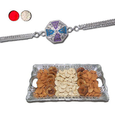 "Rakhi - SIL-6040 A (Single Rakhi) , Dryfruit Thali - code RD100 - Click here to View more details about this Product